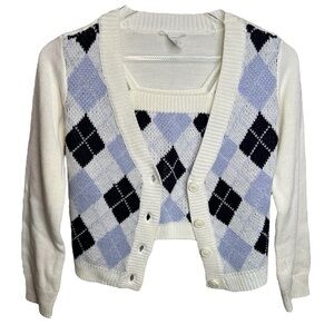Full Tilt Quilted Cardigan Sweater W/ Matching Tank Top